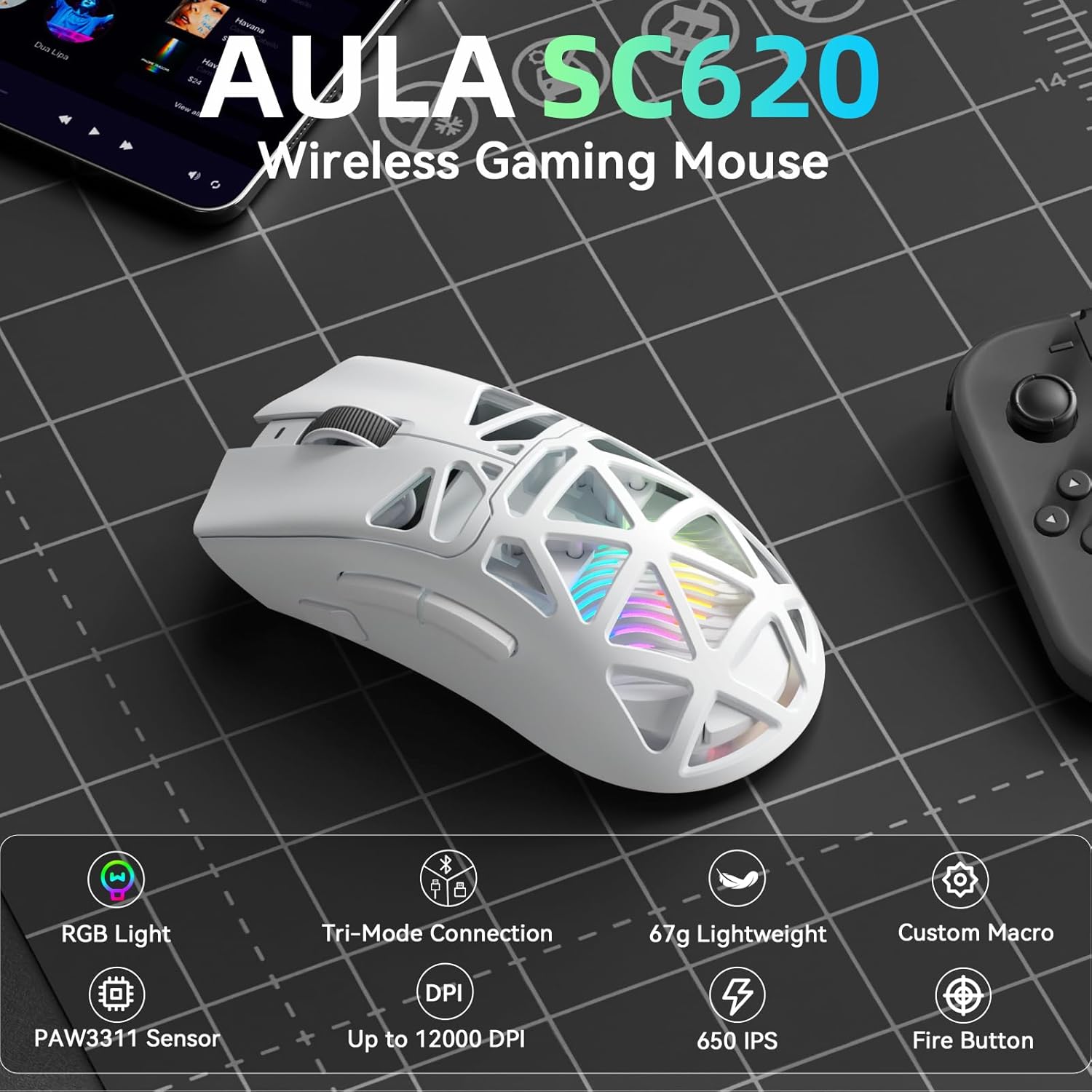 Esports Gaming Mouse Weight Adjustable - AULA SC620 Nuevo Mouse para Juegos