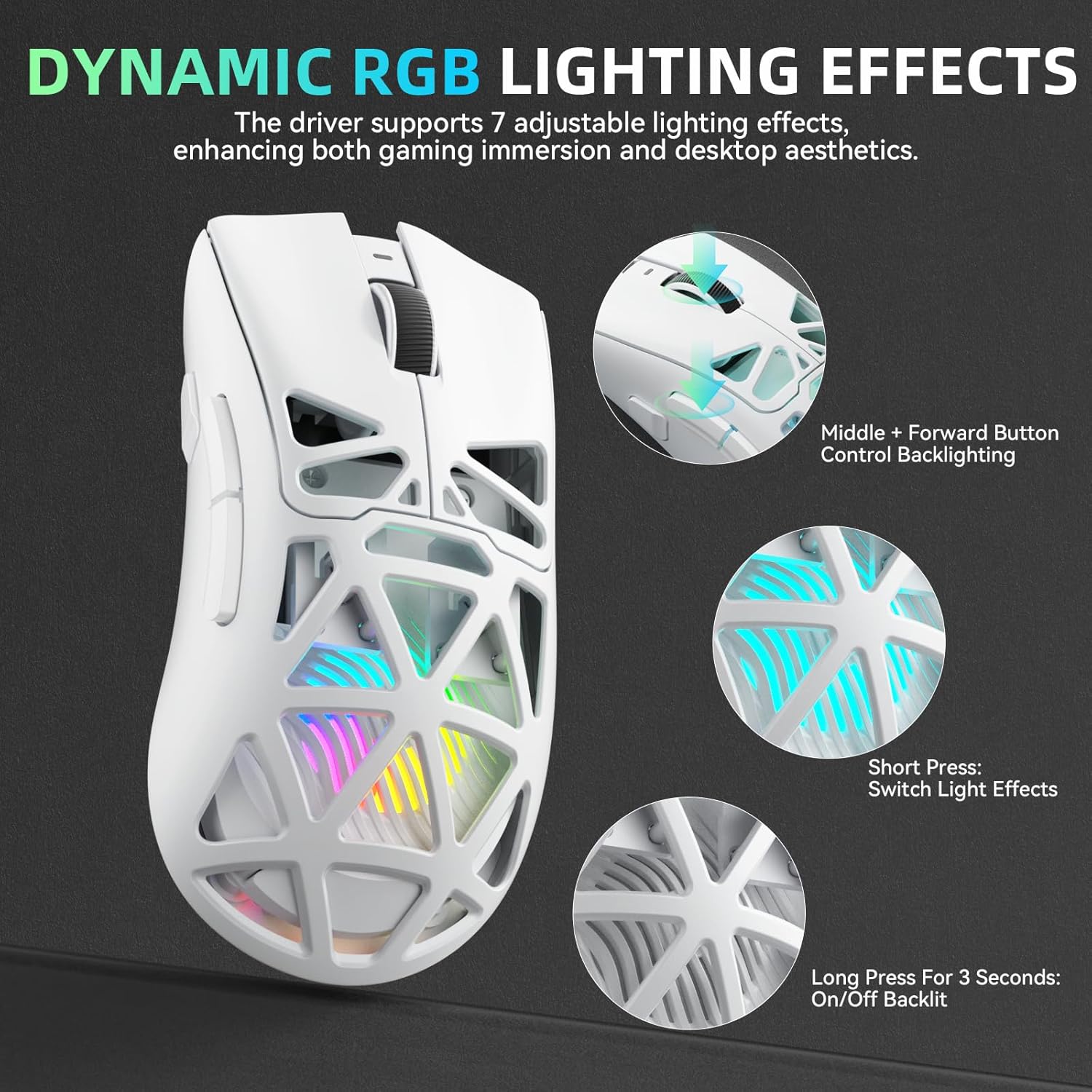 Esports Gaming Mouse Weight Adjustable - Ratón Inalámbrico AULA SC620, Cableado/Bluetooth/2.4G, PAW3311,