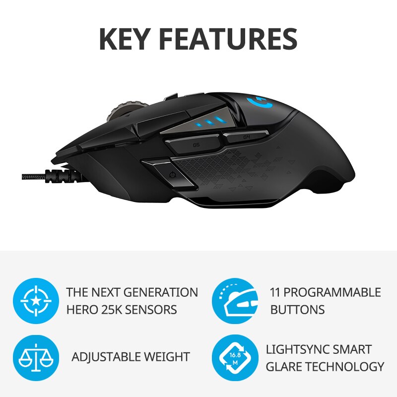 Logitech G502hero Master con c - Esports Gaming Mouse Weight Adjustable reseña y precio