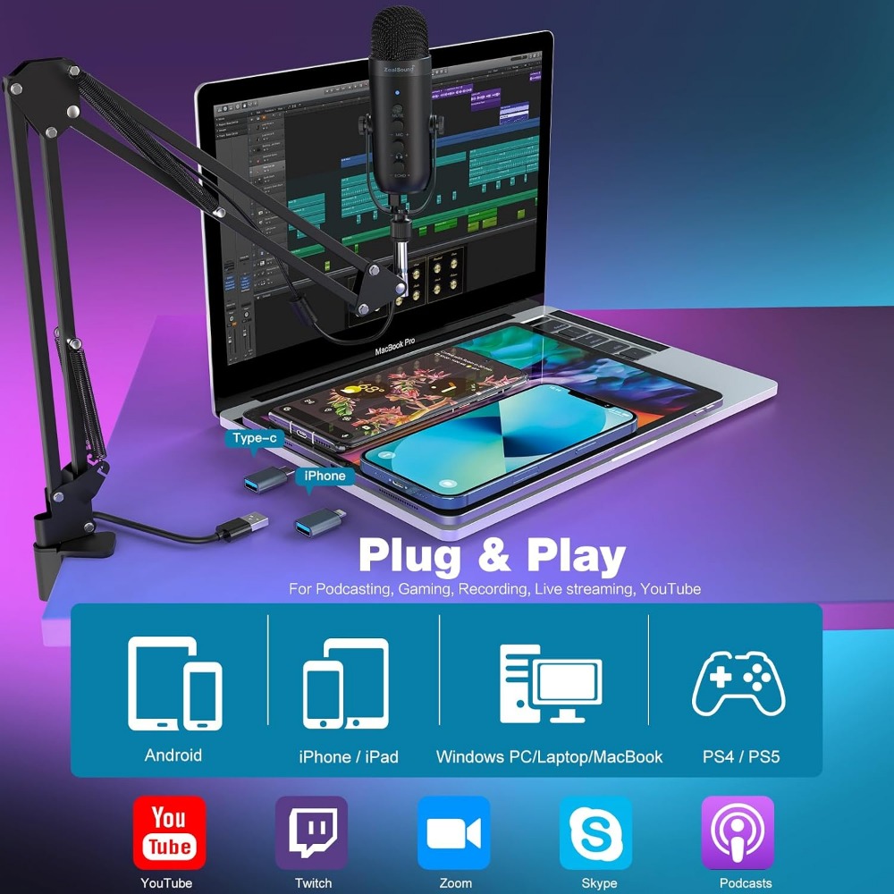 Micrófono con reducción de rui - Microphone Arm Boom reseña y precio