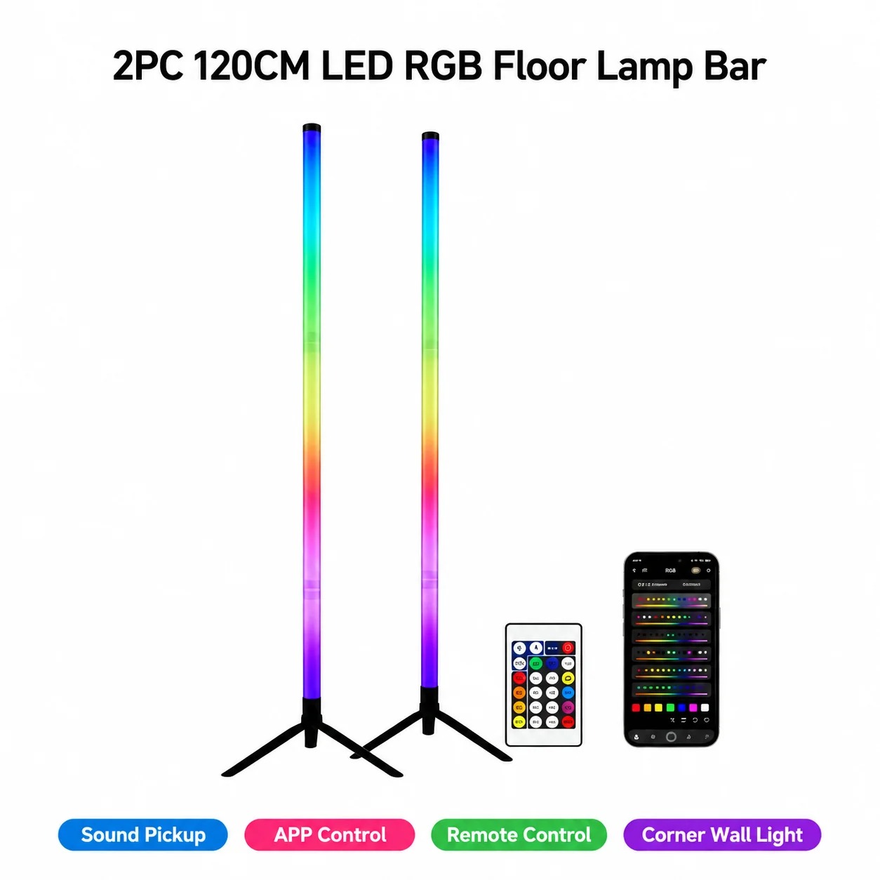 2 Lámparas de Pie RGB de 120 C - Esports Gaming Bar reseña y precio